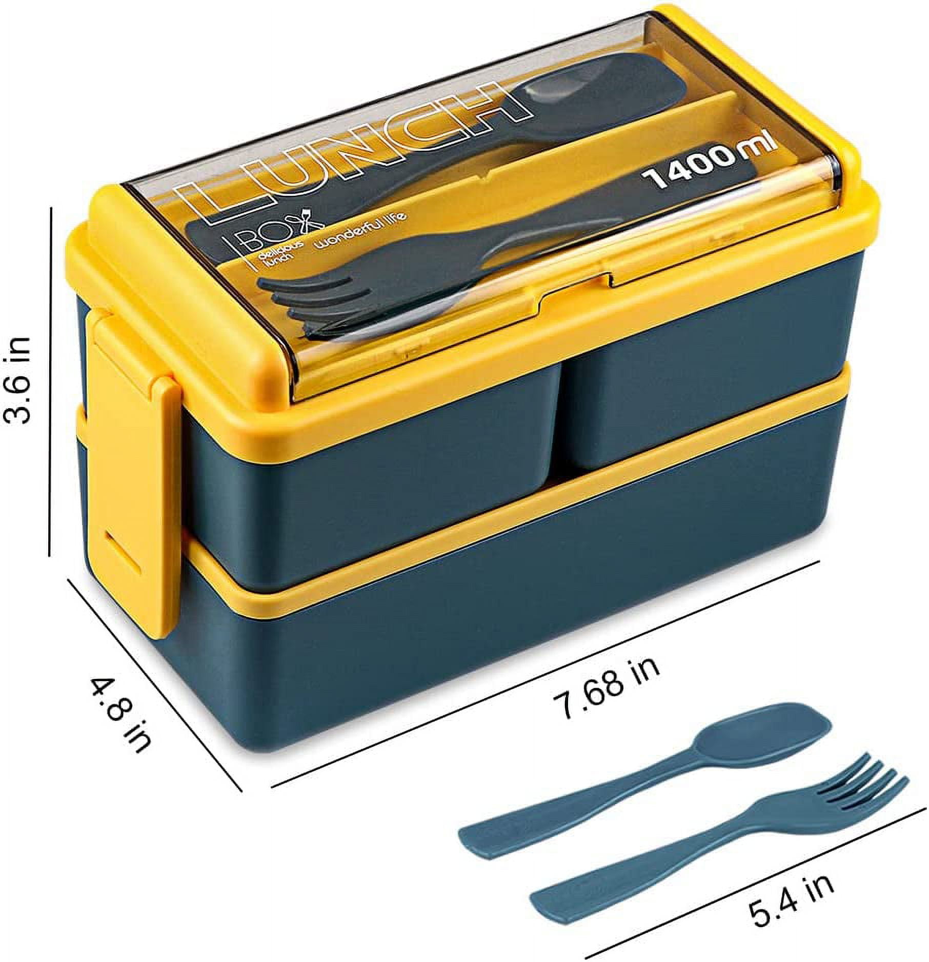 Foto 6 pulgar | Caja Bento A Prueba De Fugas De 1400 Ml, Apilada Con Compartimento, Azul, 49 Onzas - Venta Internacional.
