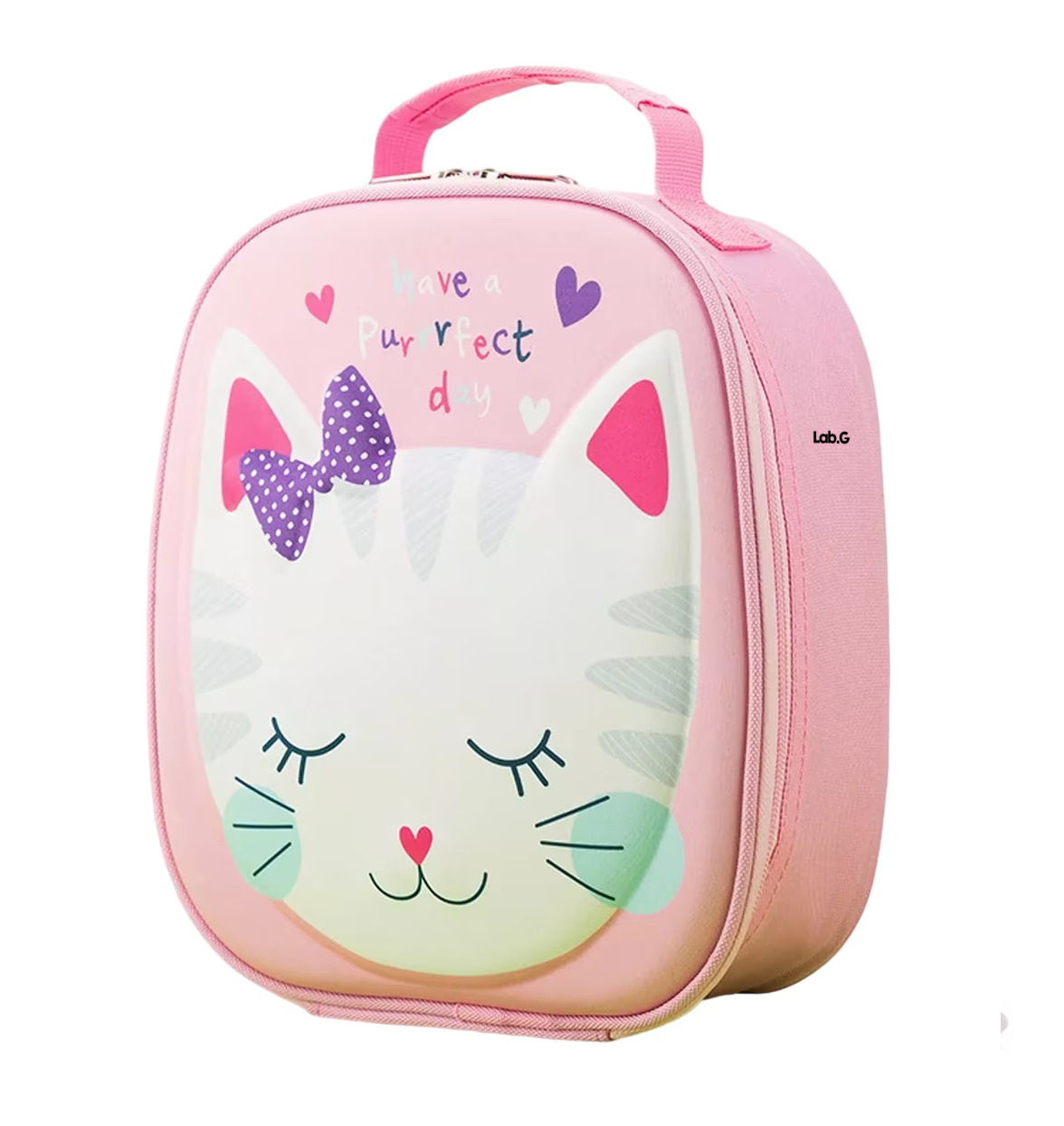 Bolsa De Almuerzo Lab.g Para Niños Lonchera Termica Portátil Gato Rosa