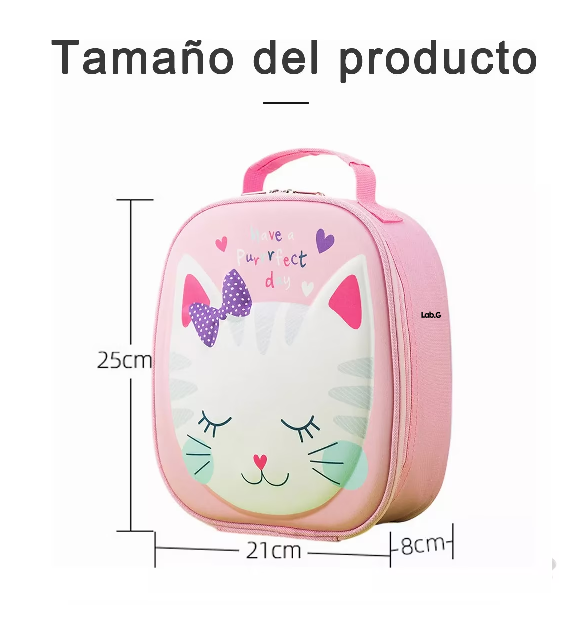 Foto 3 pulgar | Bolsa De Almuerzo Lab.g Para Niños Lonchera Termica Portátil Gato Rosa