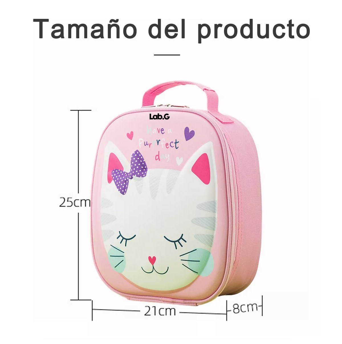Foto 3 pulgar | Bolsa Del Almuerzo Térmica Lab.g De Niños Portátil Diseño De Gato, Rosa