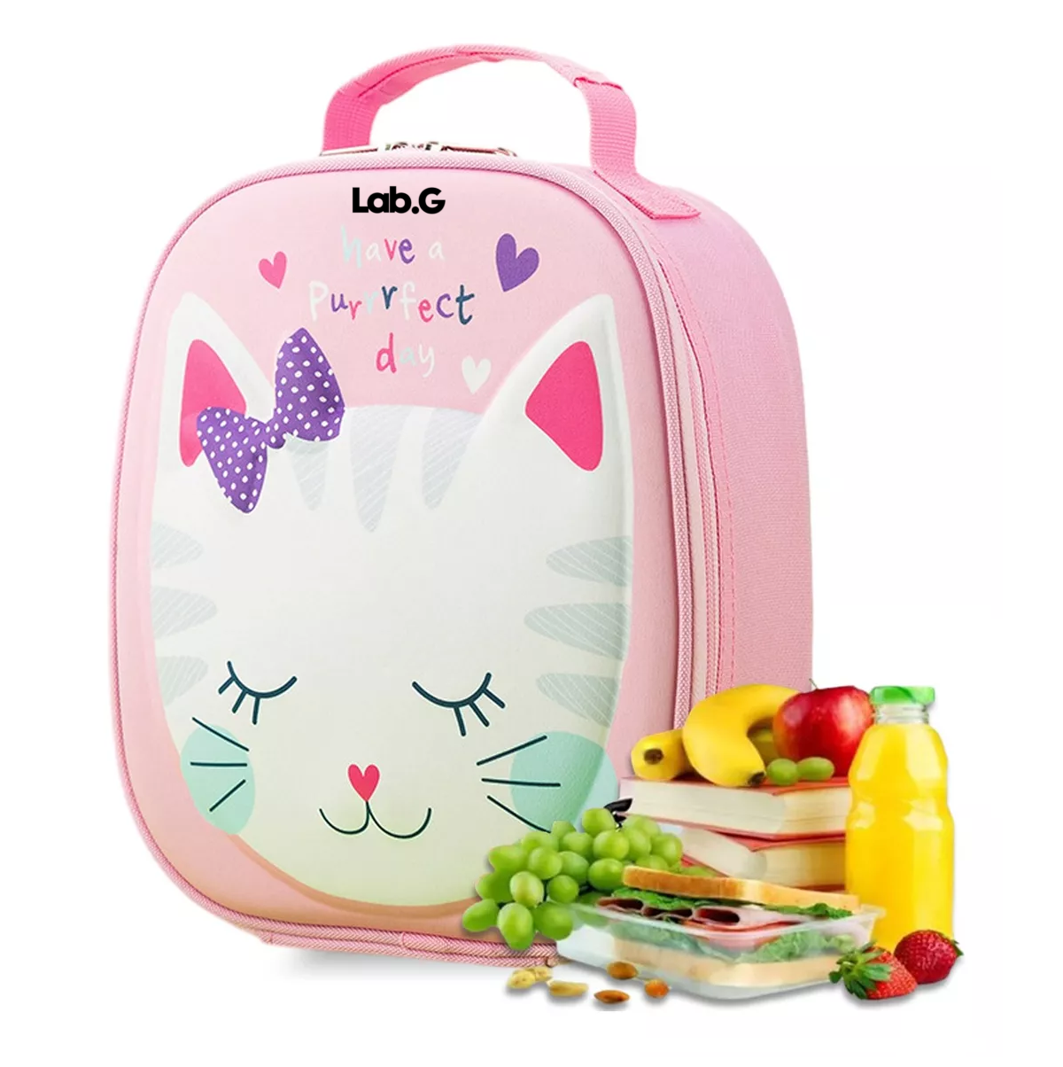 Foto 4 | Bolsa Del Almuerzo Térmica Lab.g De Niños Portátil Diseño De Gato, Rosa