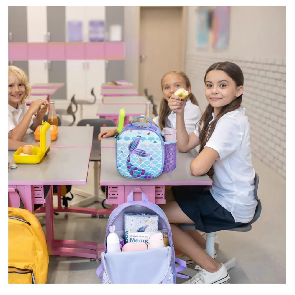 Foto 6 pulgar | Bolsa Lonchera Térmica Para Niños ,sirenas Belug Azul