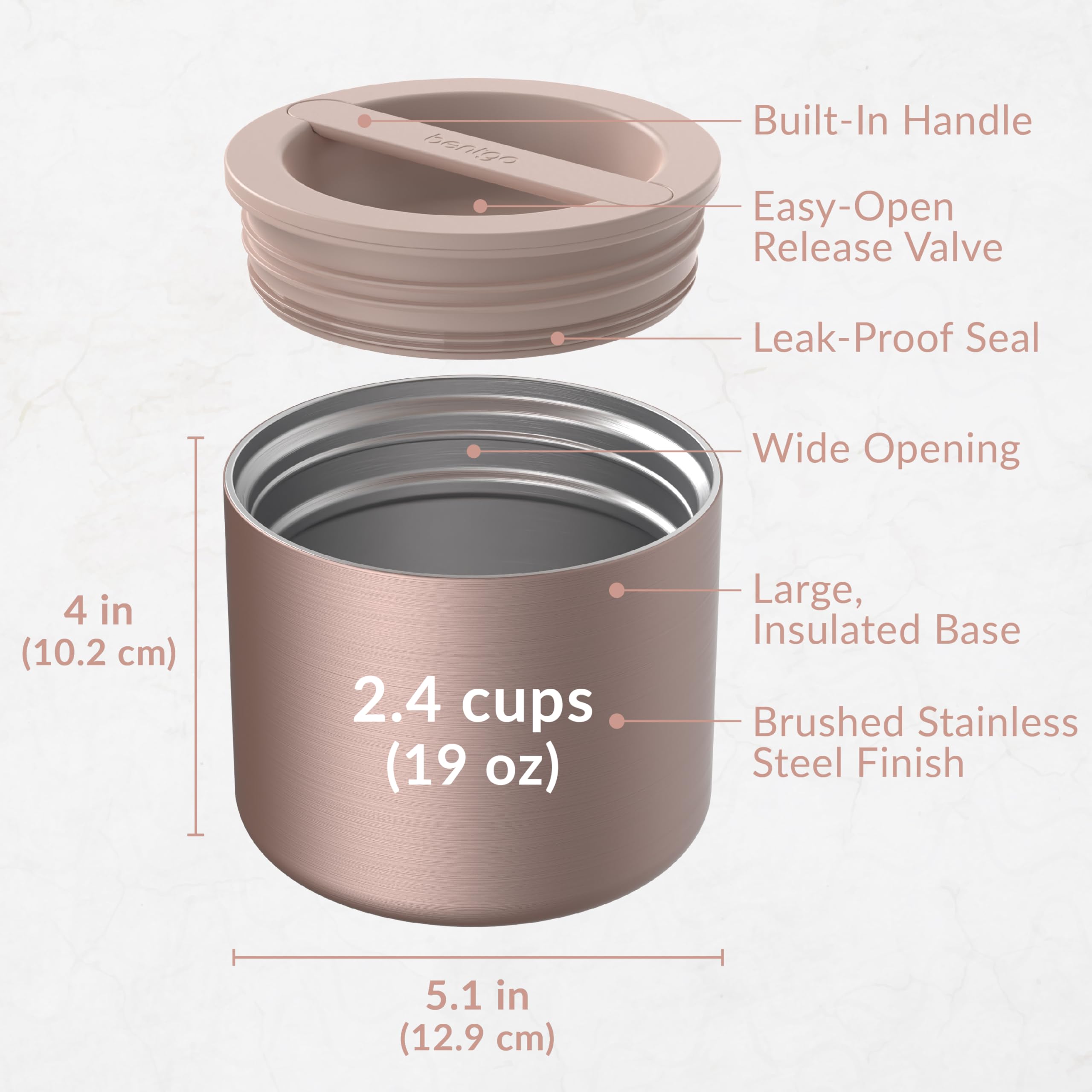 Foto 7 pulgar | Recipiente Para Alimentos Bentgo Con Aislamiento Inoxidable De 570 Ml, Oro Rosa - Venta Internacional.