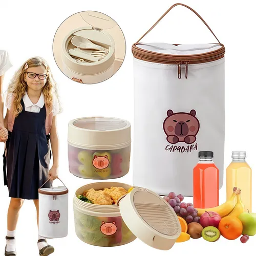 Foto 1 | Lonchera Xtellar Portátil Con Estampado De Capibara Y Cubiertos