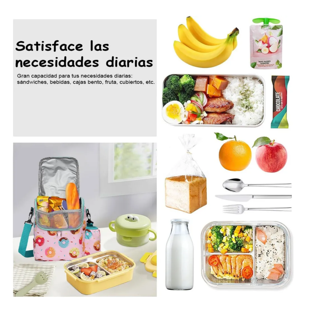 Foto 5 pulgar | Bolsa De Almuerzo Lonchera Térmica Portátil Y Gran Capacidad Belug   Rosa Donas