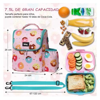 Foto 5 | Bolsa De Almuerzo Lonchera Térmica Portátil Y Gran Capacidad Belug Rosa Donas