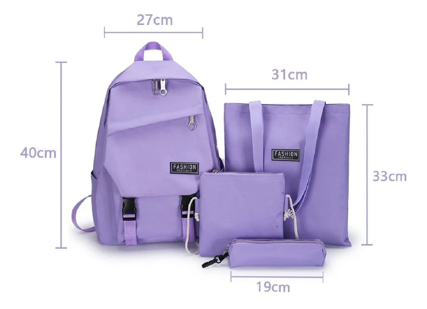 Foto 3 pulgar | Set de 4 Mochilas Bolsa Juvenil Casual color Violeta