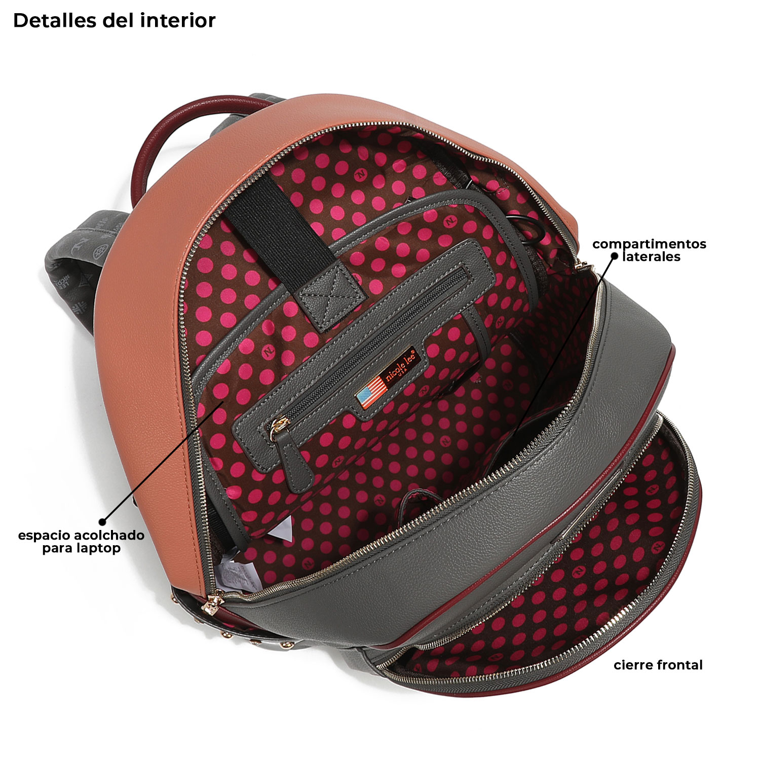 Foto 2 | Mochila Nicole Lee Double Queens Fashion Backpack Multicolor con Cierre