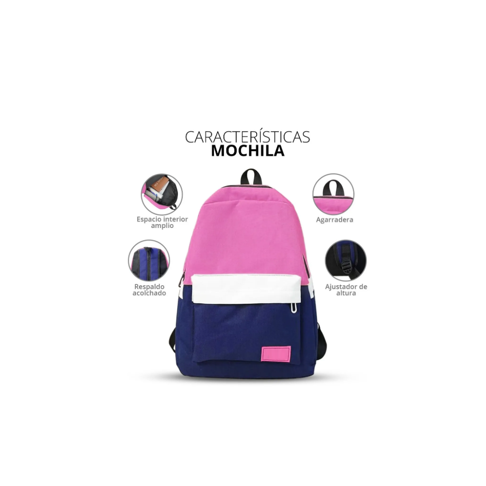 Foto 3 pulgar | Mochila Backpack Juvenil Malubero Unisex Rosa con Azul