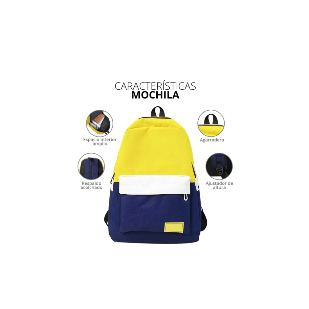 Foto 3 pulgar | Mochila Backpack Juvenil Malubero Unisex Amarillo con Azul