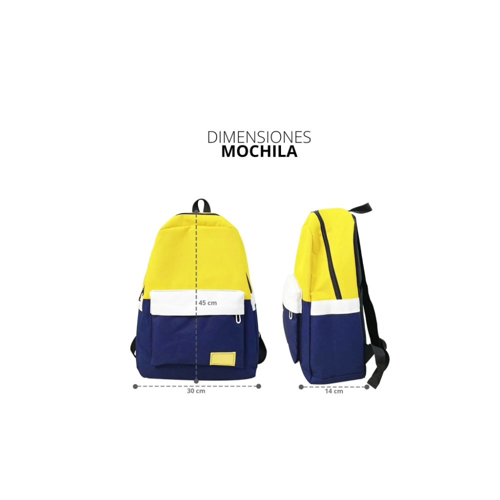 Foto 4 pulgar | Mochila Backpack Juvenil Malubero Unisex Amarillo con Azul