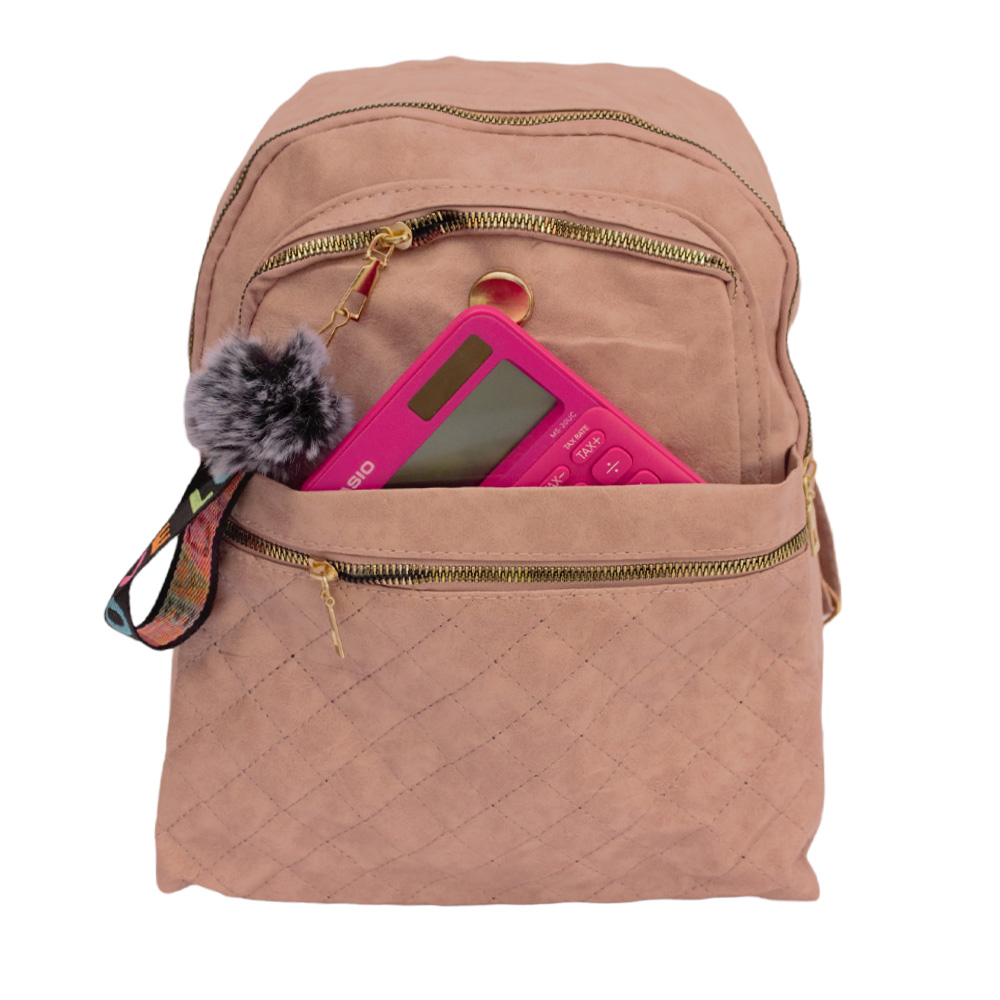 Foto 1 | Mochila Genérica Escolar Cuero Sintético Impermeable Moda Casual color Rosa