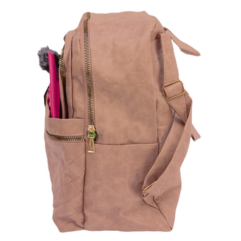 Foto 2 | Mochila Genérica Escolar Cuero Sintético Impermeable Moda Casual color Rosa