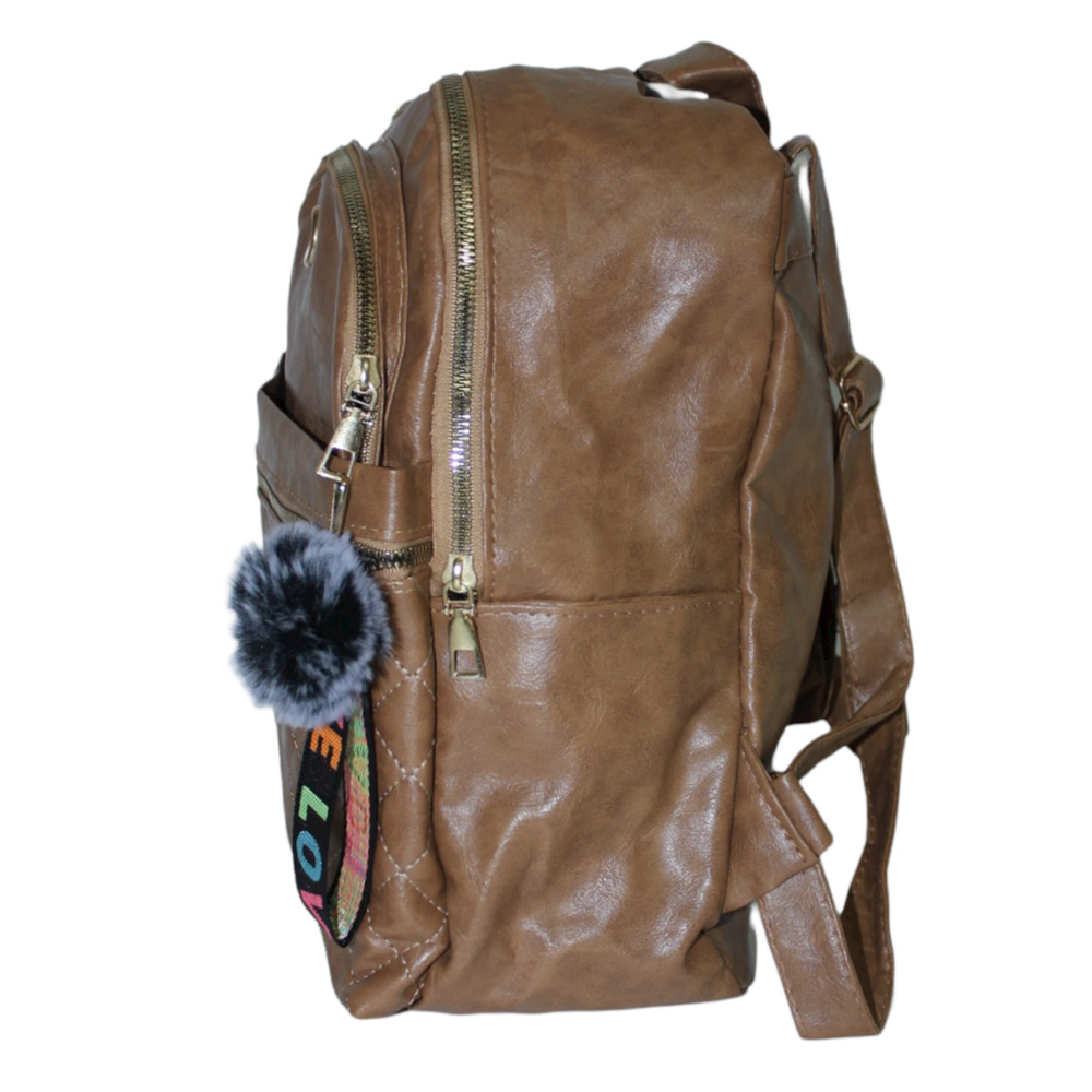 Foto 3 pulgar | Mochila Genérica Escolar Oficina Cuero Sintético Impermeable Moda Casual color Café