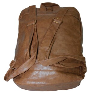 Foto 3 | Mochila Genérica Escolar Oficina Cuero Sintético Impermeable Moda Casual color Café
