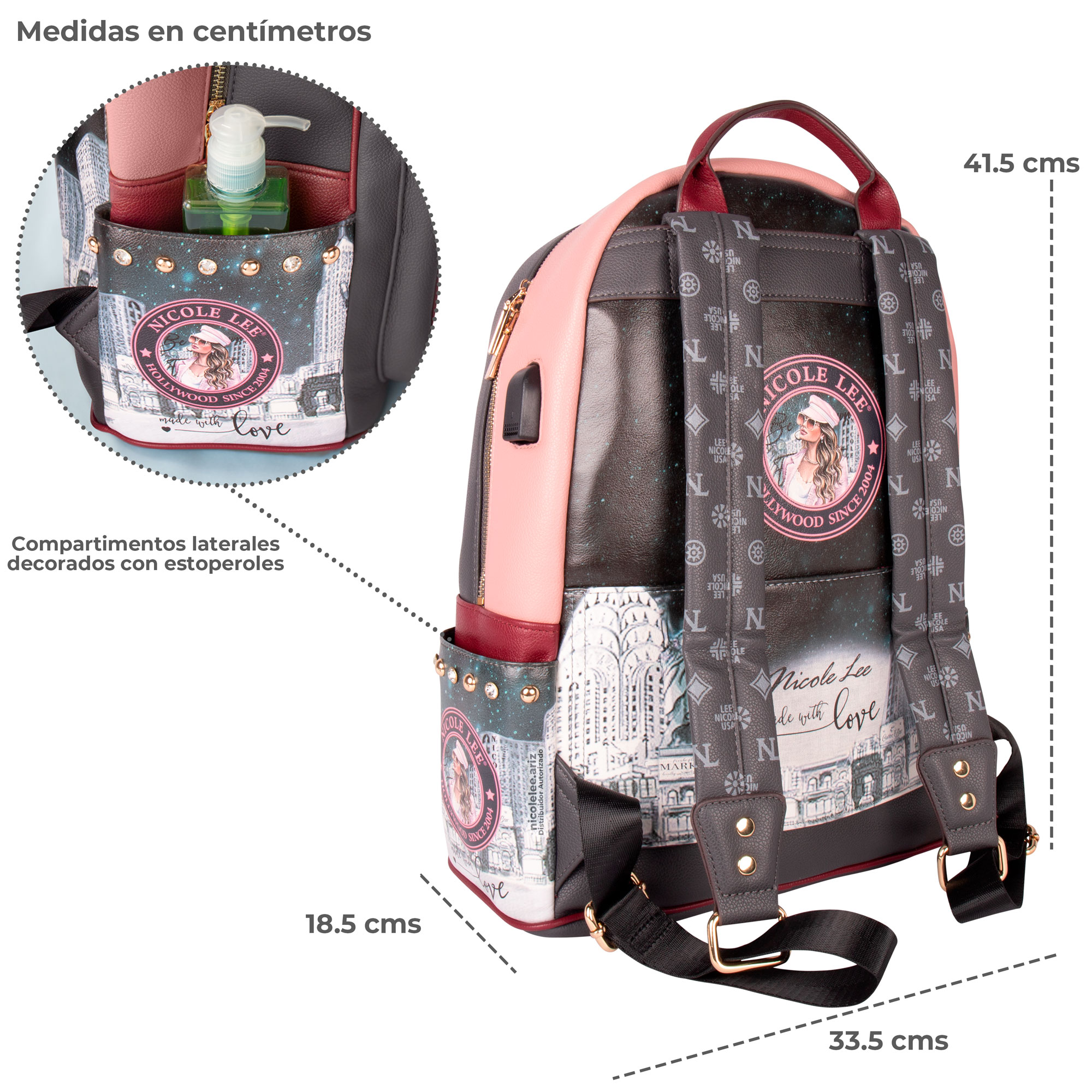 Foto 3 | Mochila Nicole Lee Con Cierre Sara Is Soft But StronG