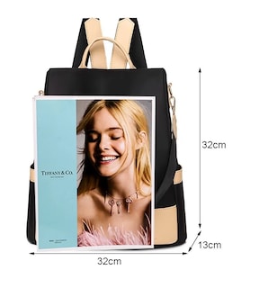 Foto 2 | Mochila Malubero para Mujer Paño de Oxford Impermeable Antirrobo color Negro con Beige