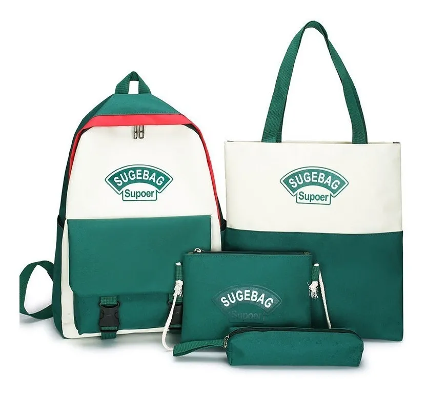 Foto 3 | Kit De Mochila De Escuela De Gran Capacidad color Verde
