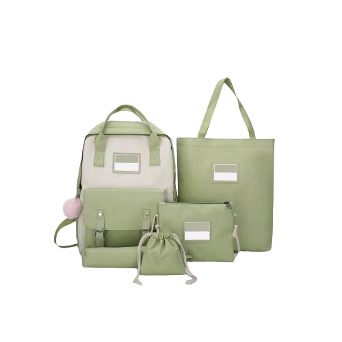 Foto 1 | Set de 5 Mochila Escolar Lapicera, Bolso color Verde
