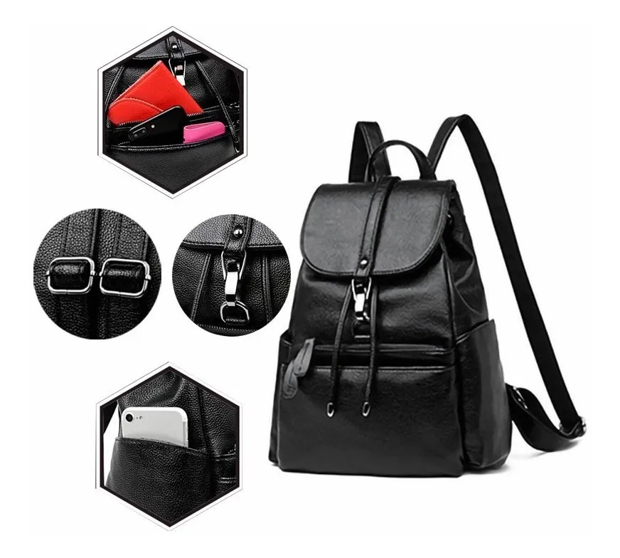 Foto 3 pulgar | Mochila Impermeable Malubero Antirrobo color Negro Hecha de Cuero