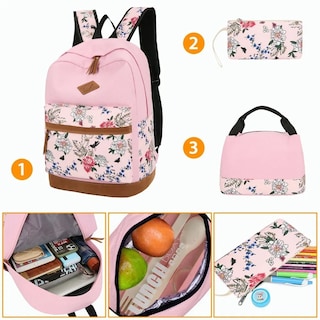 Foto 2 | Set de Mochila Lonchera y Lapicera de Moda 3 Piezas color Rosa