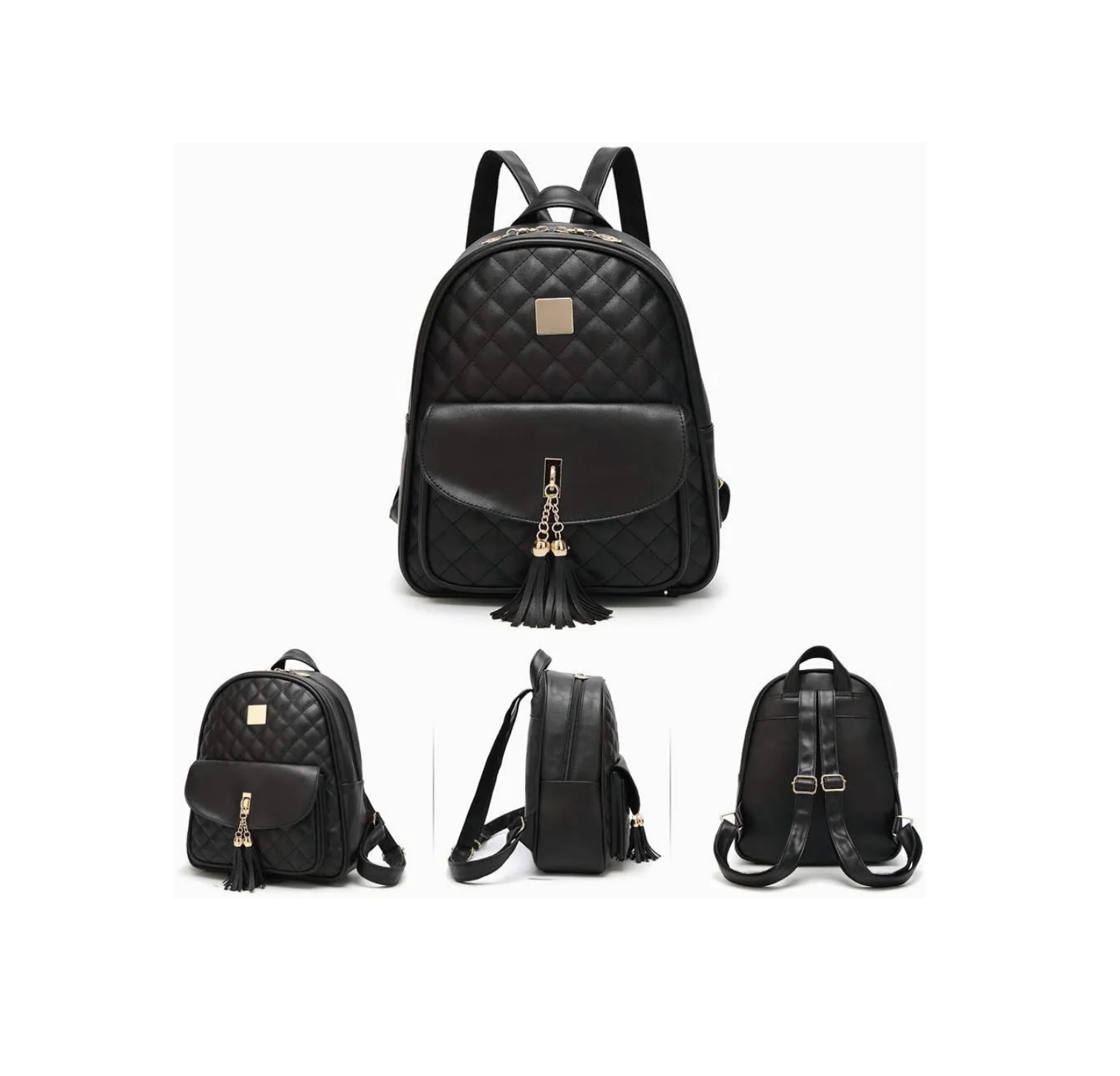 Foto 2 | Kit Mochila de Moda Casual y Bolso Casual color Negro para Mujer 3 Piezas