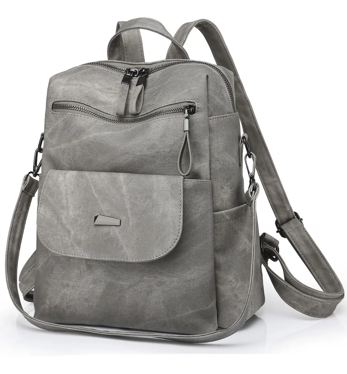 Foto 3 pulgar | Mochila Antirrobo Malubero color Gris de Cuero Sintético Impermeable para Mujer