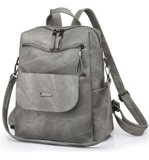 Foto 2 | Mochila Antirrobo Malubero color Gris de Cuero Sintético Impermeable para Mujer
