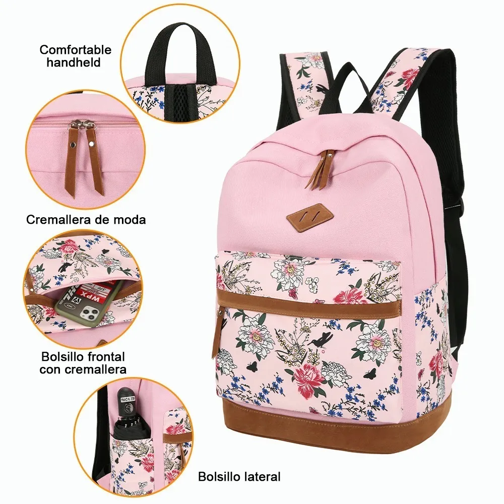 Foto 3 pulgar | Mochila Malubero color Rosa 3 Piezas