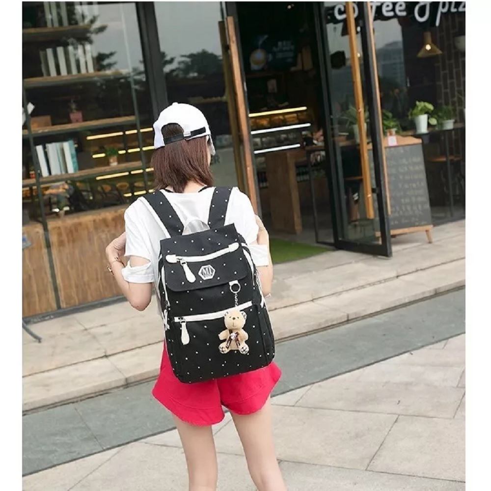Foto 2 | Set 4 Mochila Escolar color Negra para Niña Con Puntos Malubero
