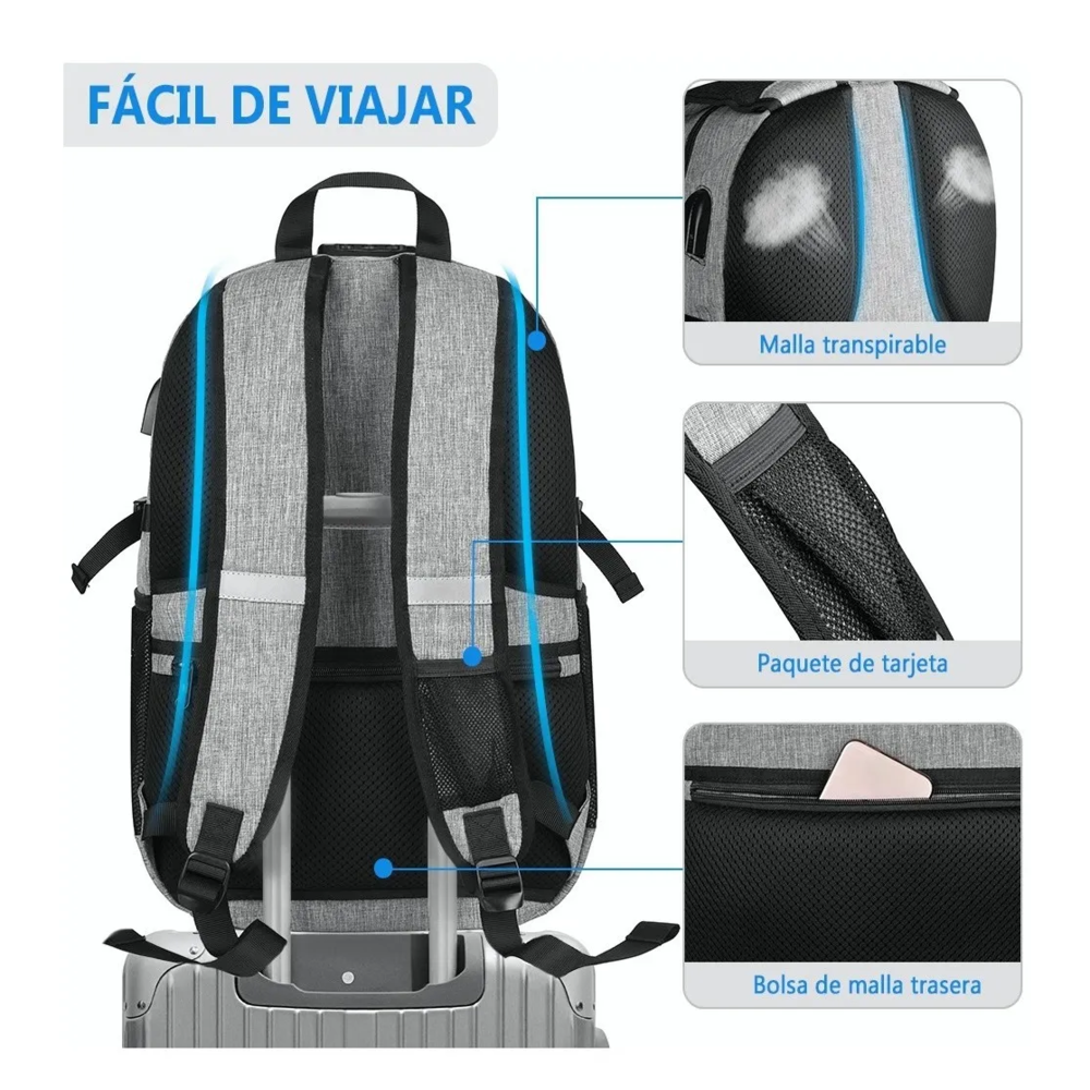 Foto 4 pulgar | Nueva Mochila Antirrobo Superior Negocios Impermeable Belug 35l color Gris