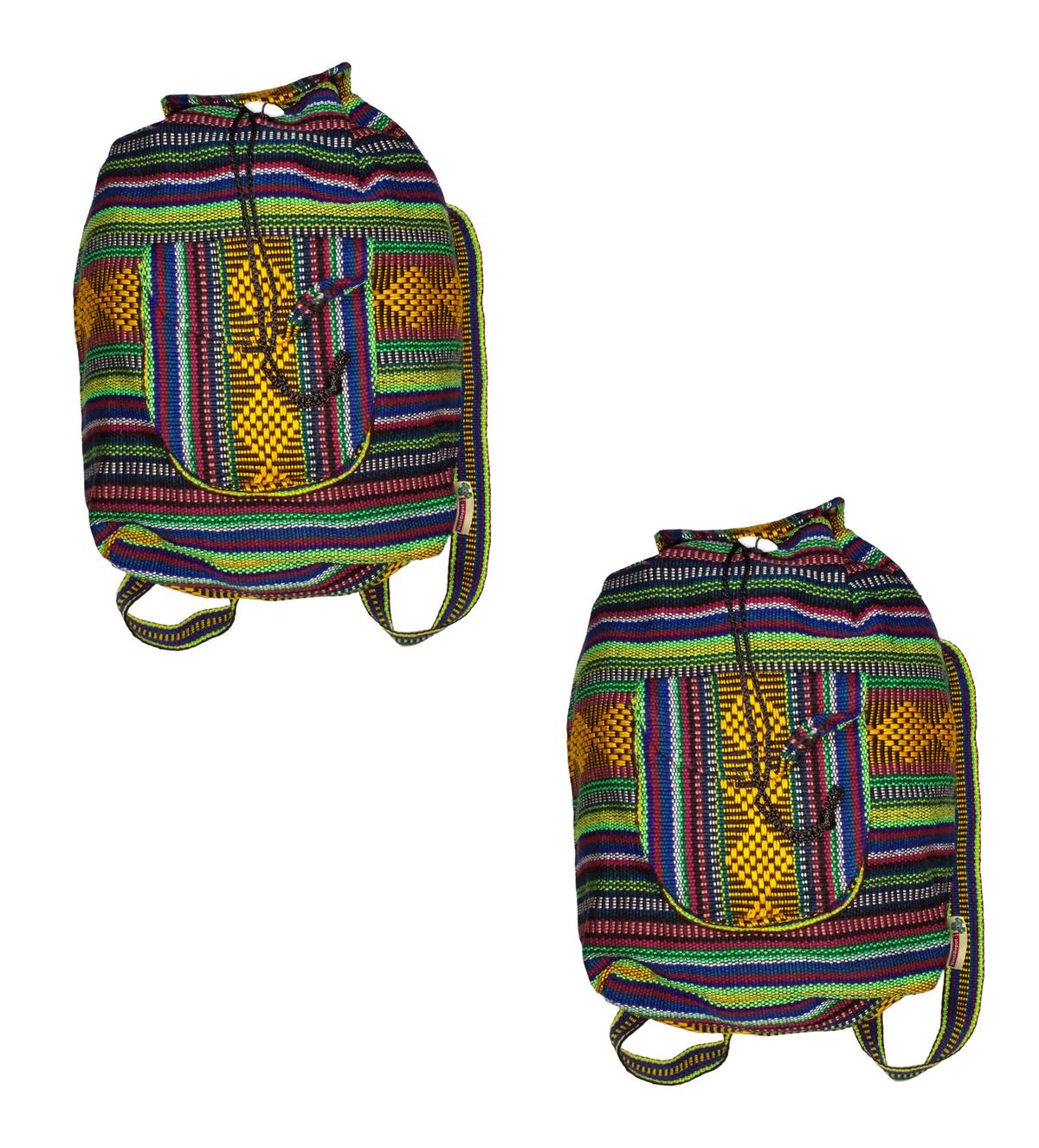 Mochila Artesanal Artcraftmx Mxyur-002  2 Pzas Multicolor Hechas A Mano
