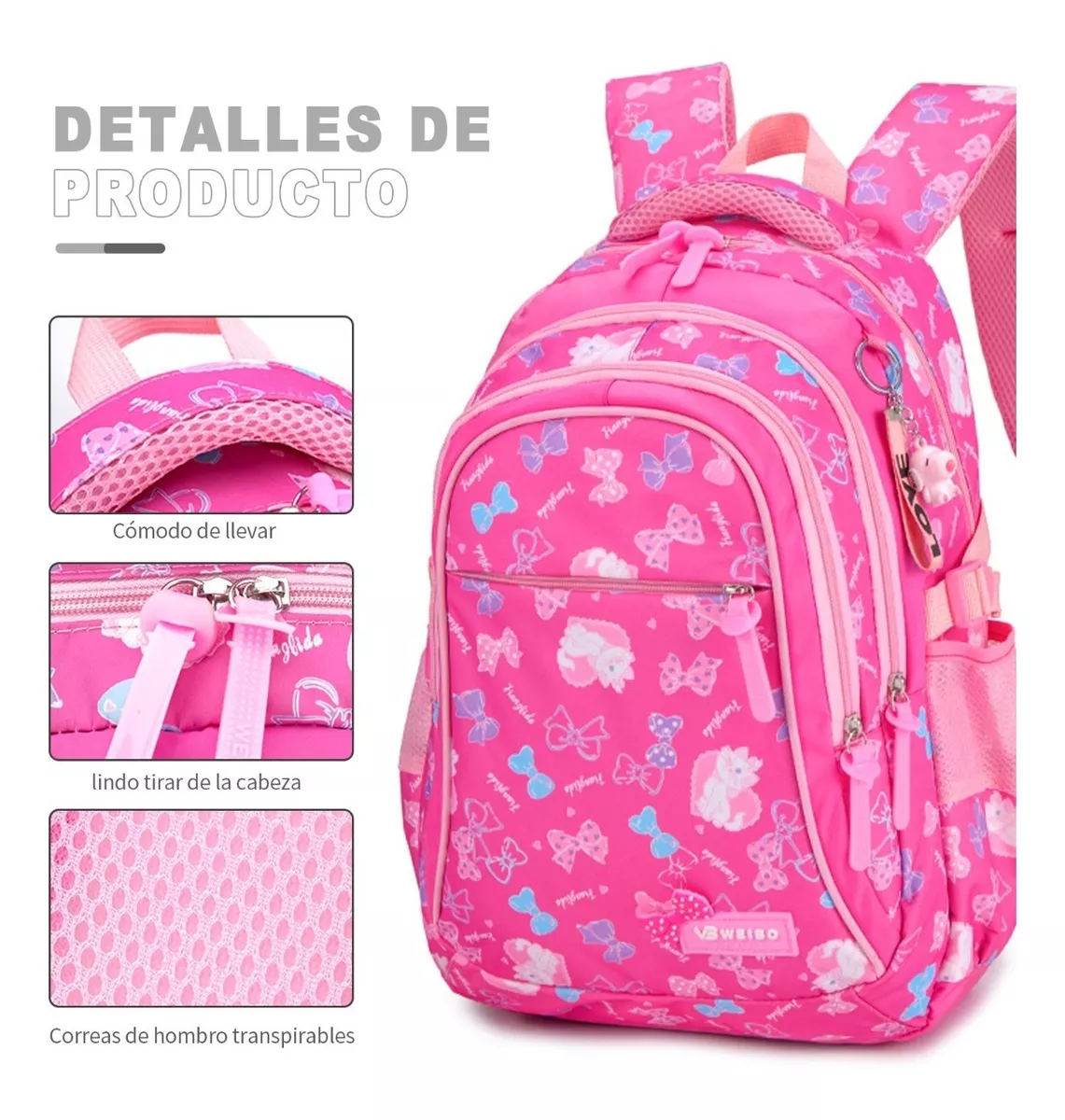 Foto 2 | Mochila Escolar con Estuche y Lonchera Belug color Rosa