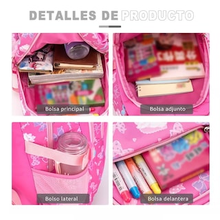 Foto 3 | Mochila Escolar con Estuche y Lonchera Belug color Rosa