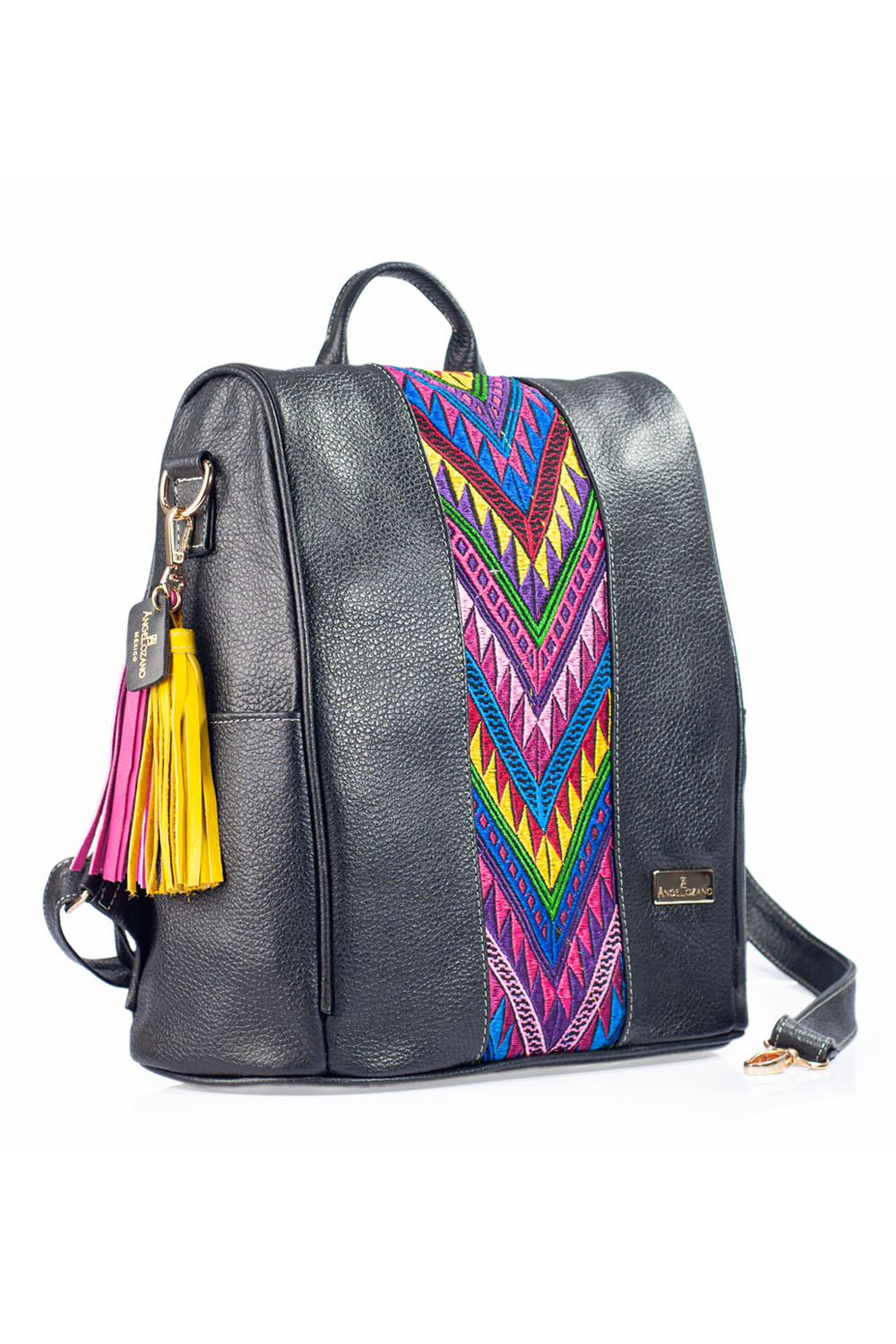 Bolso de Piel Tipo Backpack A Ángelozano María color Negro