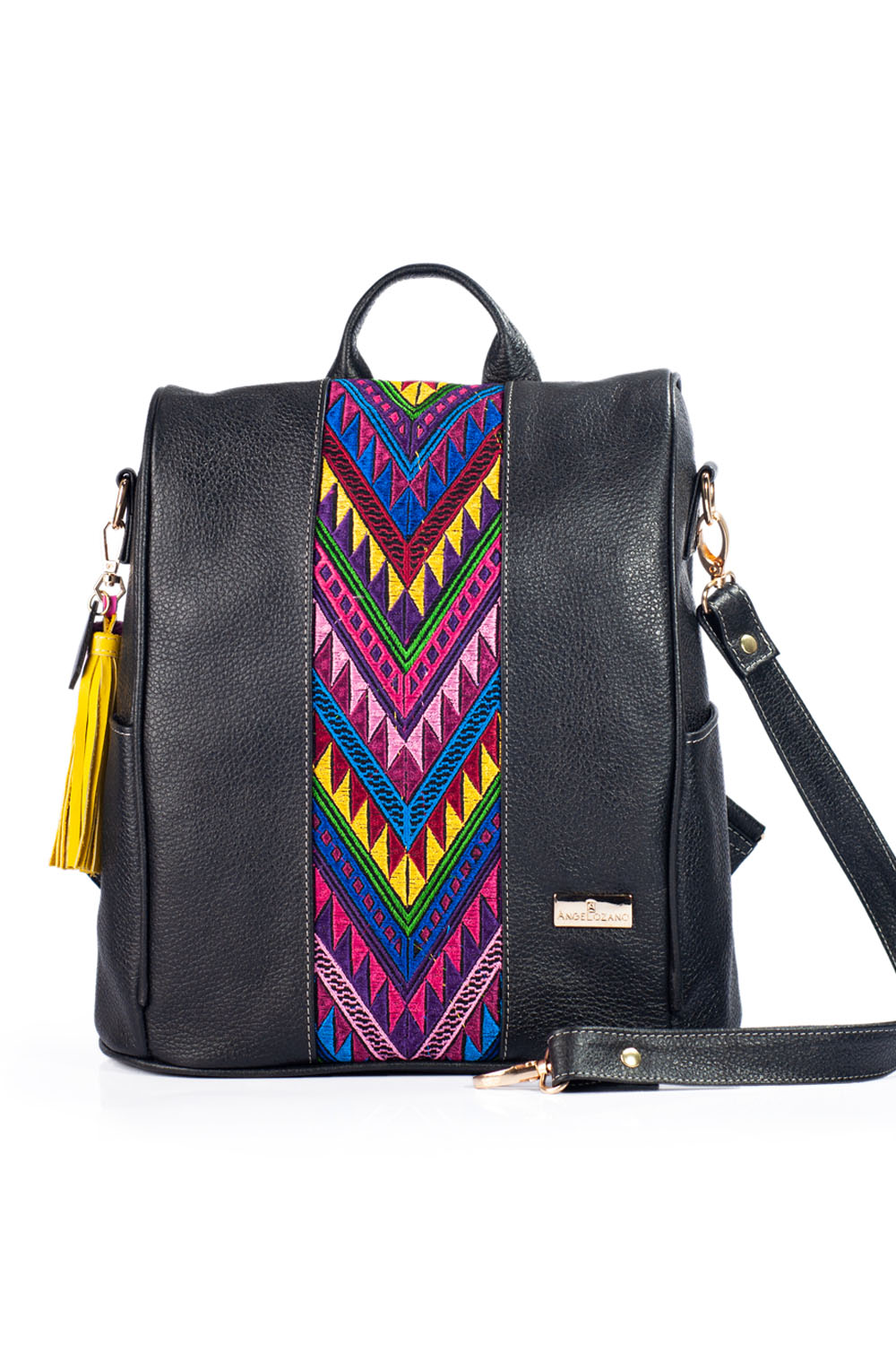 Foto 7 | Bolso de Piel Tipo Backpack A Ángelozano María color Negro