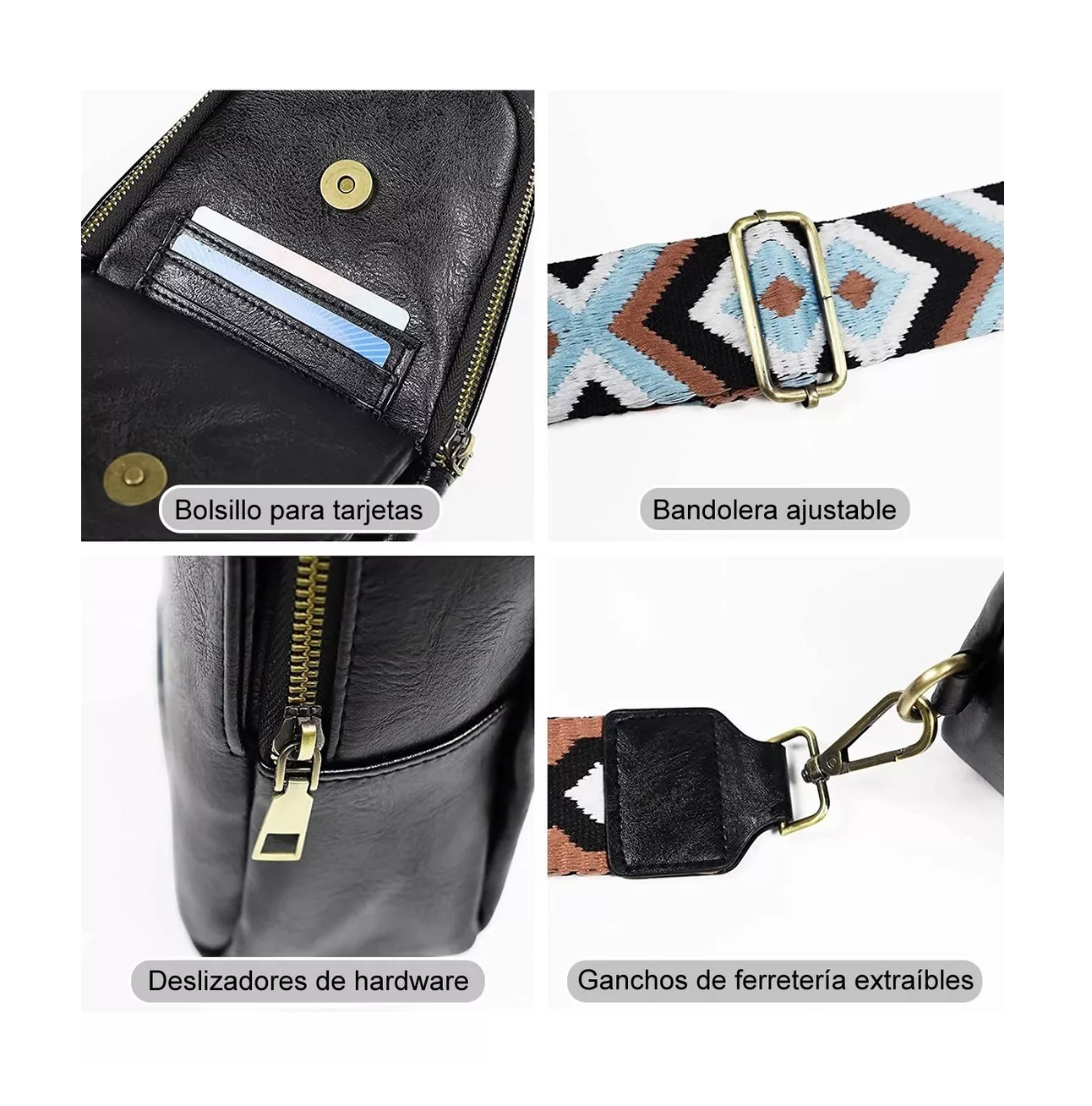 Foto 5 pulgar | Mochila Bolso Cruzado BELUG color Negro de Pecho