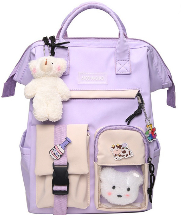 Mochila Escolar FUNBU color Púrpura Viaje Kawai de Gran Capacidad para Mujer