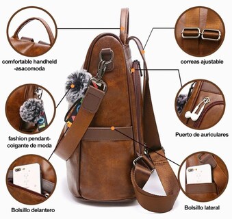 Foto 4 | Mochila Funbu color Marrón para Mujer