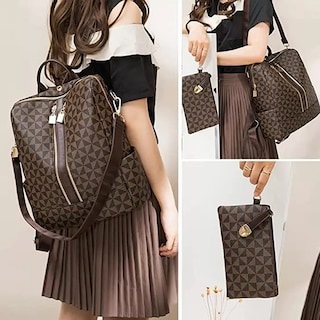 Foto 2 | Kit Mochila Moda Casual Genérico color Marrón para Mujer 2 Piezas