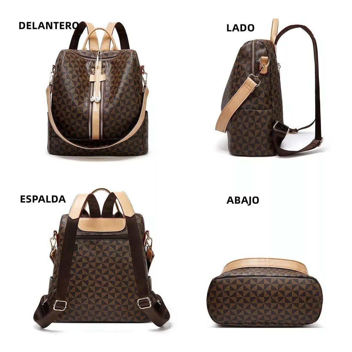Foto 4 | Kit Mochila Moda Casual Genérico color Marrón para Mujer 2 Piezas
