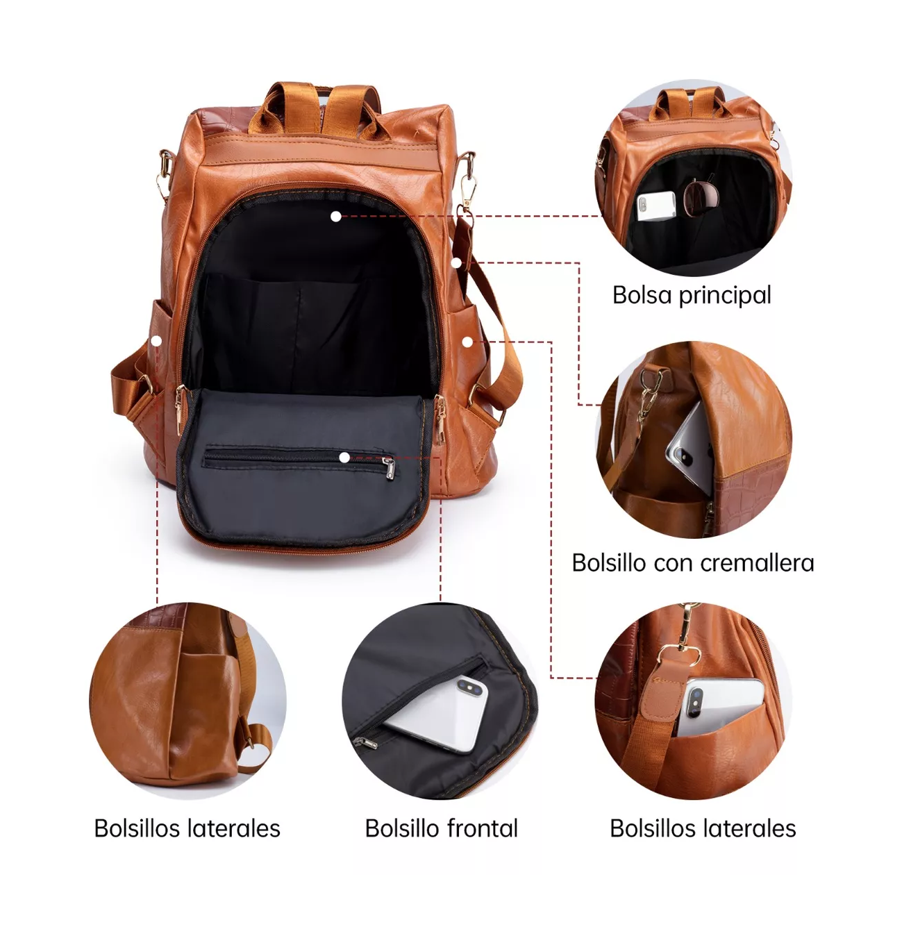 Foto 5 pulgar | Mochila Belug color Café para Mujer