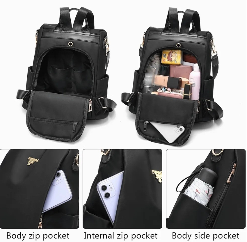 Foto 4 | Mochila Funbu Moda Oxford Impermeable Antirrobo Negra para Mujer