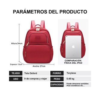 Foto 3 | Mochila Belug Impermeable color Rojo para Mujer