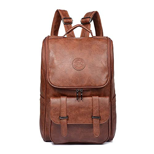 Venta Internacional- Mochila QWARVEL Cuero Vegano Unisex Moda Universidad color Marrón