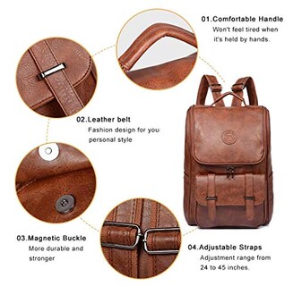 Foto 5 | Venta Internacional- Mochila QWARVEL Cuero Vegano Unisex Moda Universidad color Marrón