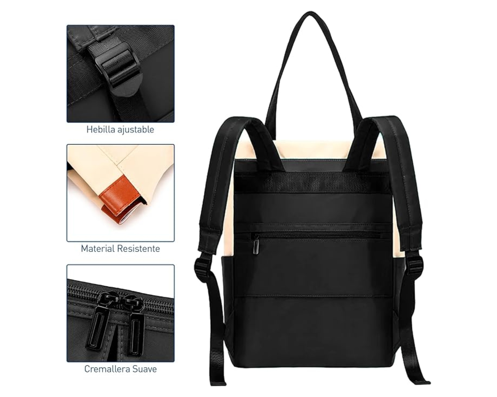 Foto 3 | Bolsa Casual Bluelander Tote De Nylon Color Negro  Mochila Para Laptop Y Tablet