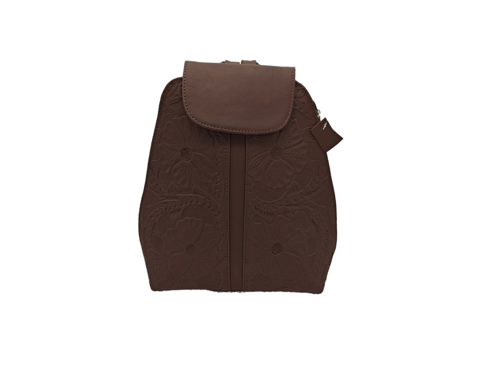 Mochila En Piel Vacuno Cincelada Fana Valentina Chocolate