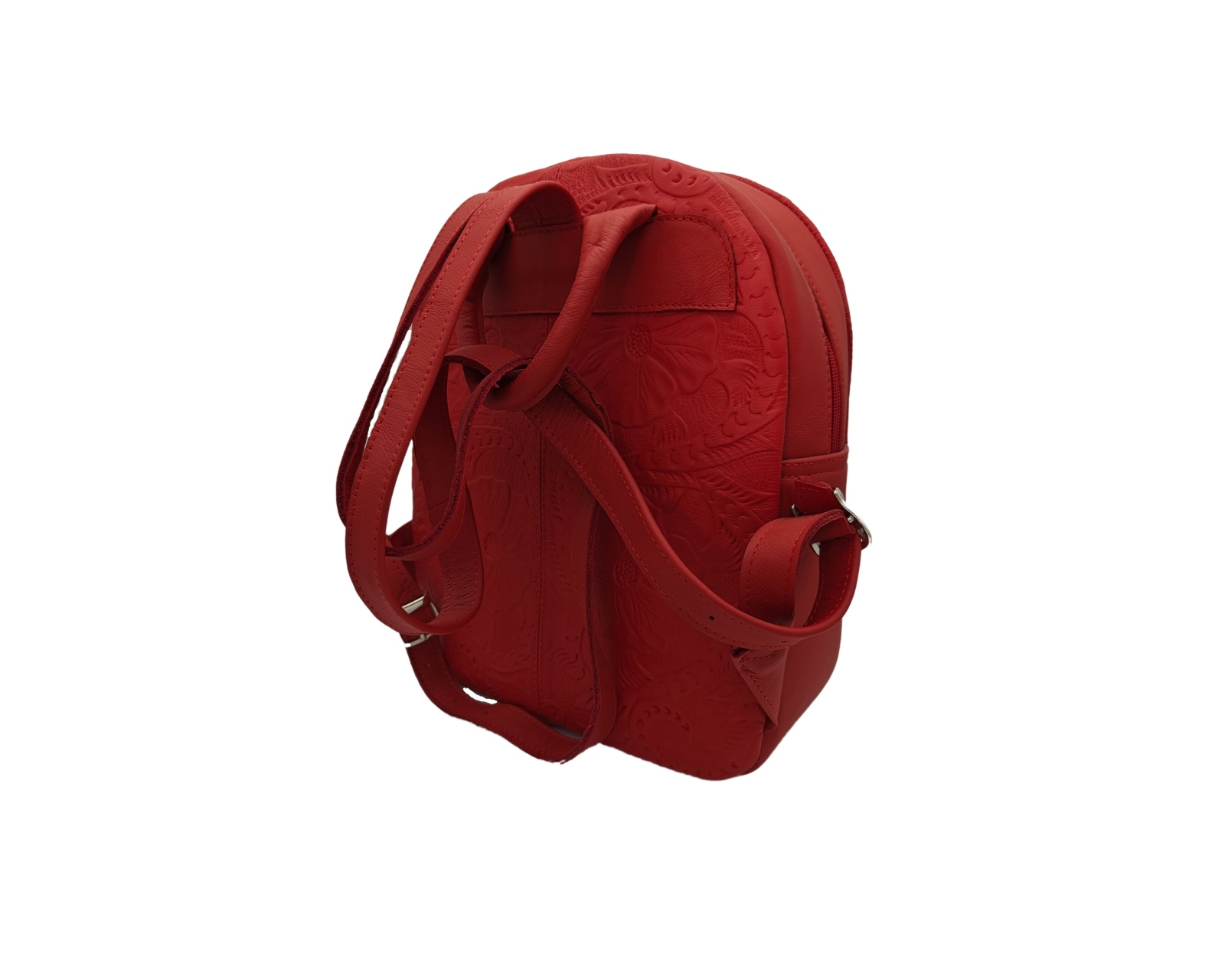 Foto 4 pulgar | Mochila En Piel Vacuno Cincelada Fana Karolina Rojo