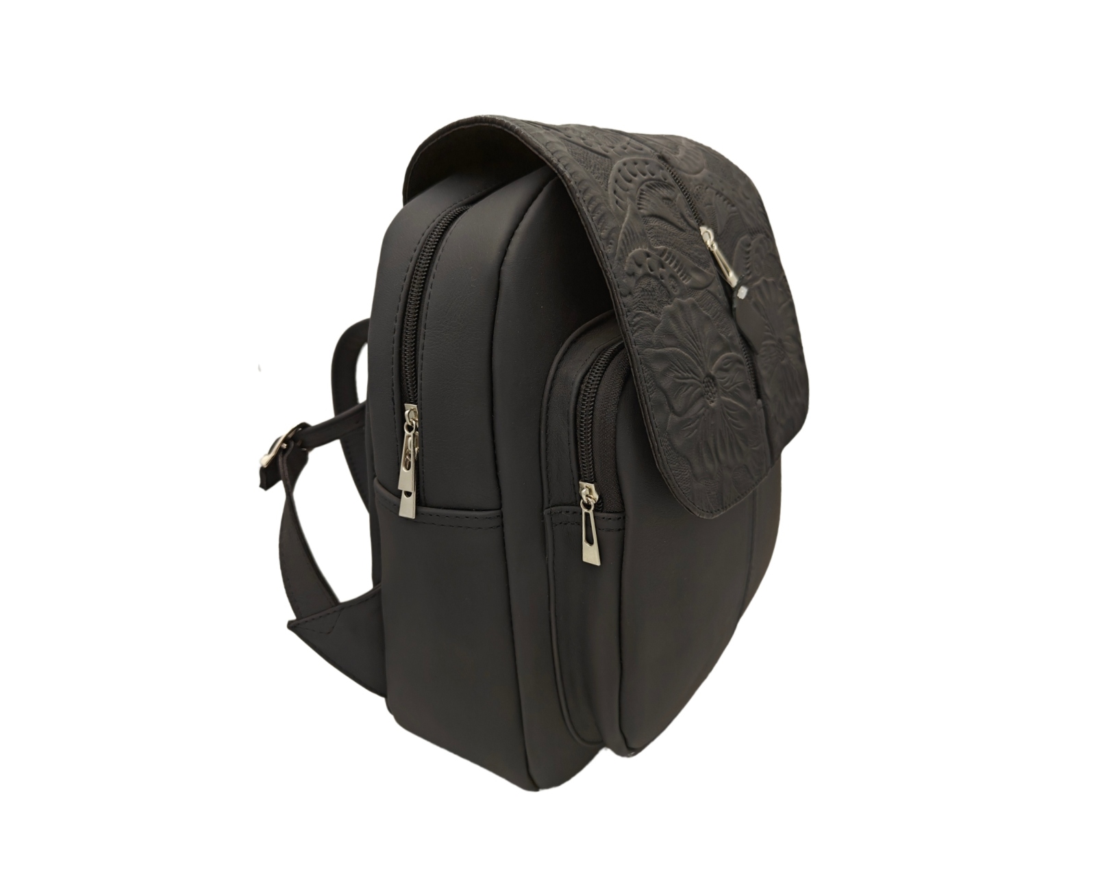 Foto 4 pulgar | Mochila En Piel Vacuno Cincelada Fana Letizia Café